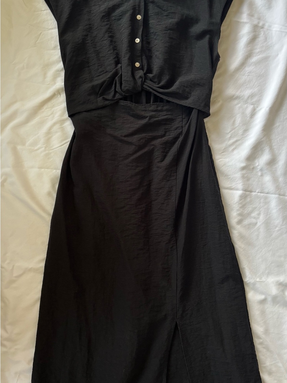 Old Navy Black Button-Front Twist Midi Dress